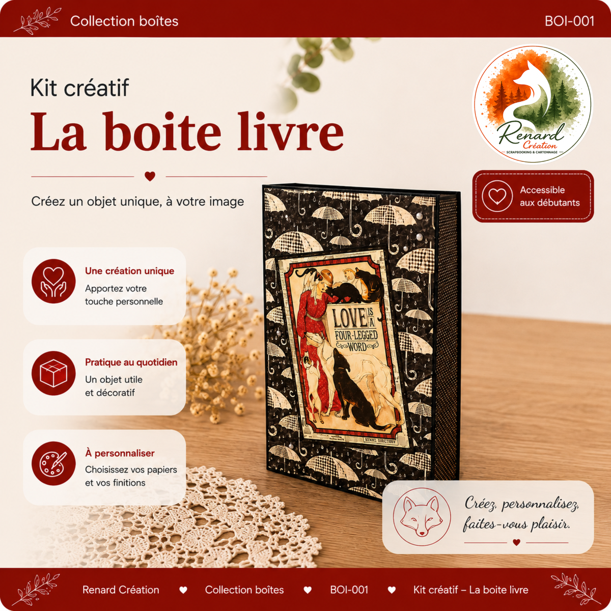 Kit créatif – La boite livre | Collection Boîte