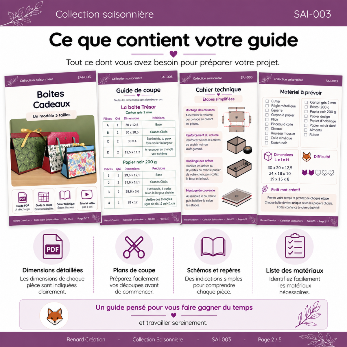 Guide de coupe- Boite cadeaux | Collection Saisonnier