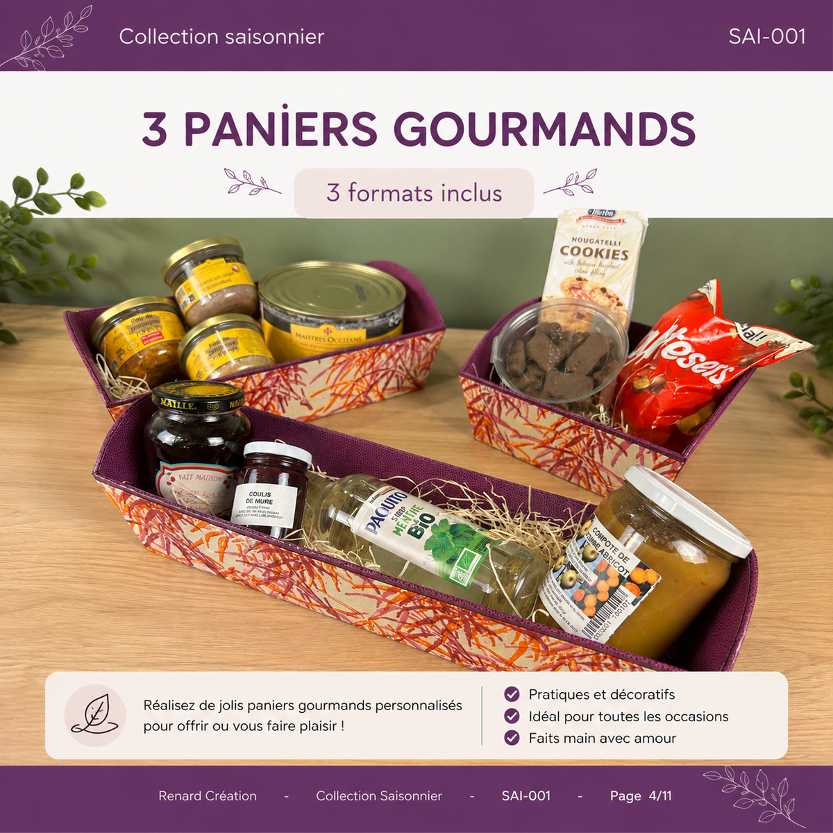 Guide de coupe – 3 Paniers gourmands | Collection Saisonnier