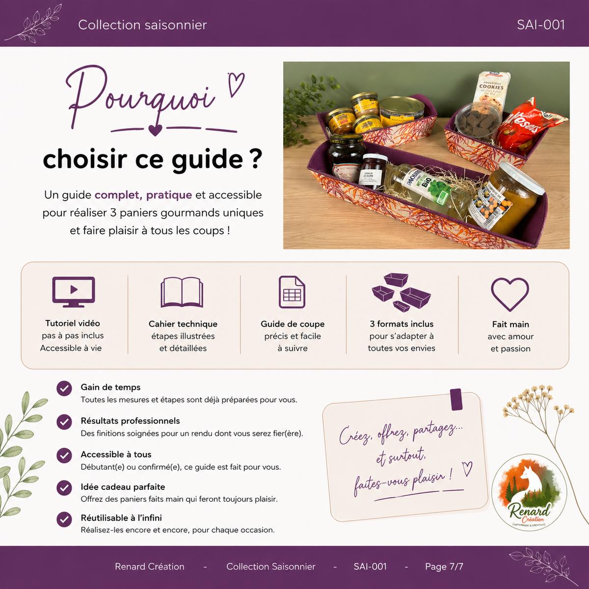 Guide de coupe – 3 Paniers gourmands | Collection Saisonnier