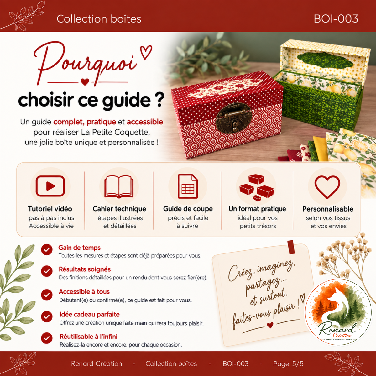 Guide de coupe – La Petite Coquette | Collection Boîtes