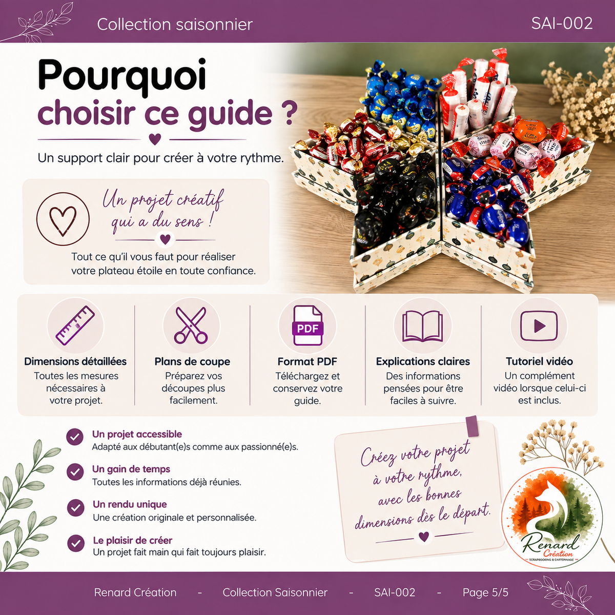 Guide de coupe – Plateau Étoile | Collection Saisonnier