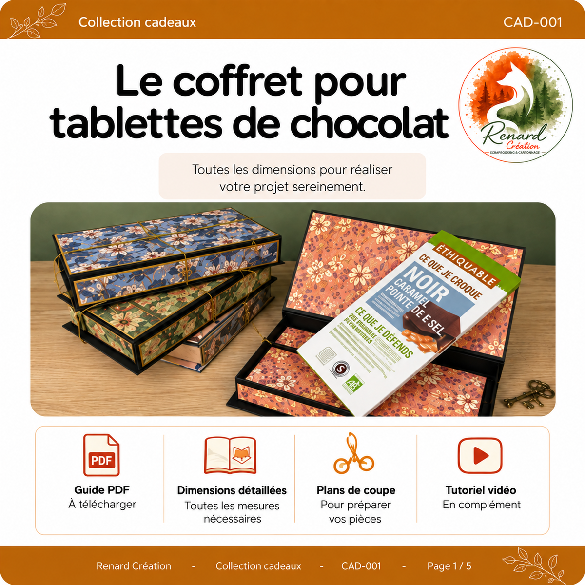 Guide de coupe – Coffret pour tablettes de chocolat | Collection Cadeaux