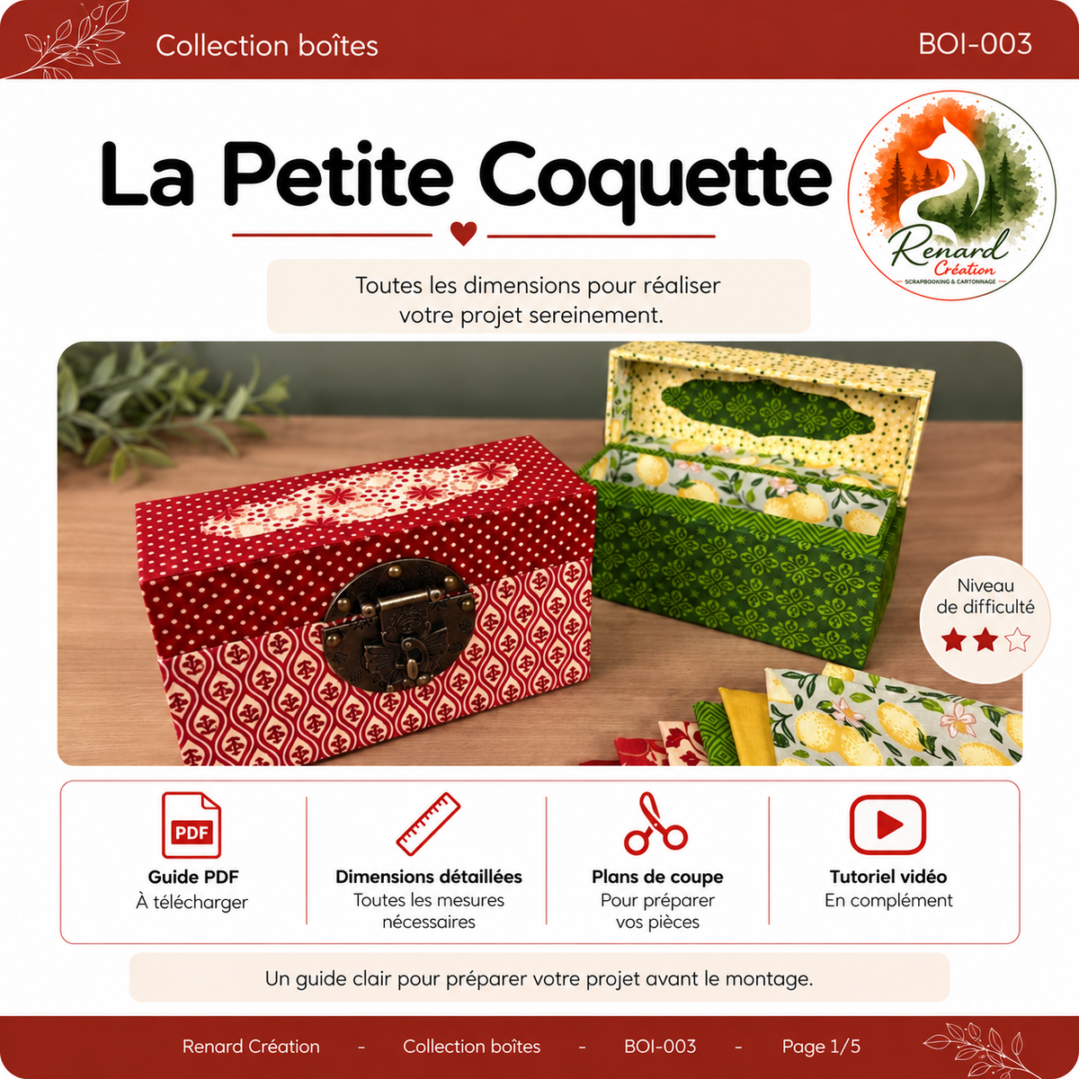 Guide de coupe – La Petite Coquette | Collection Boîtes